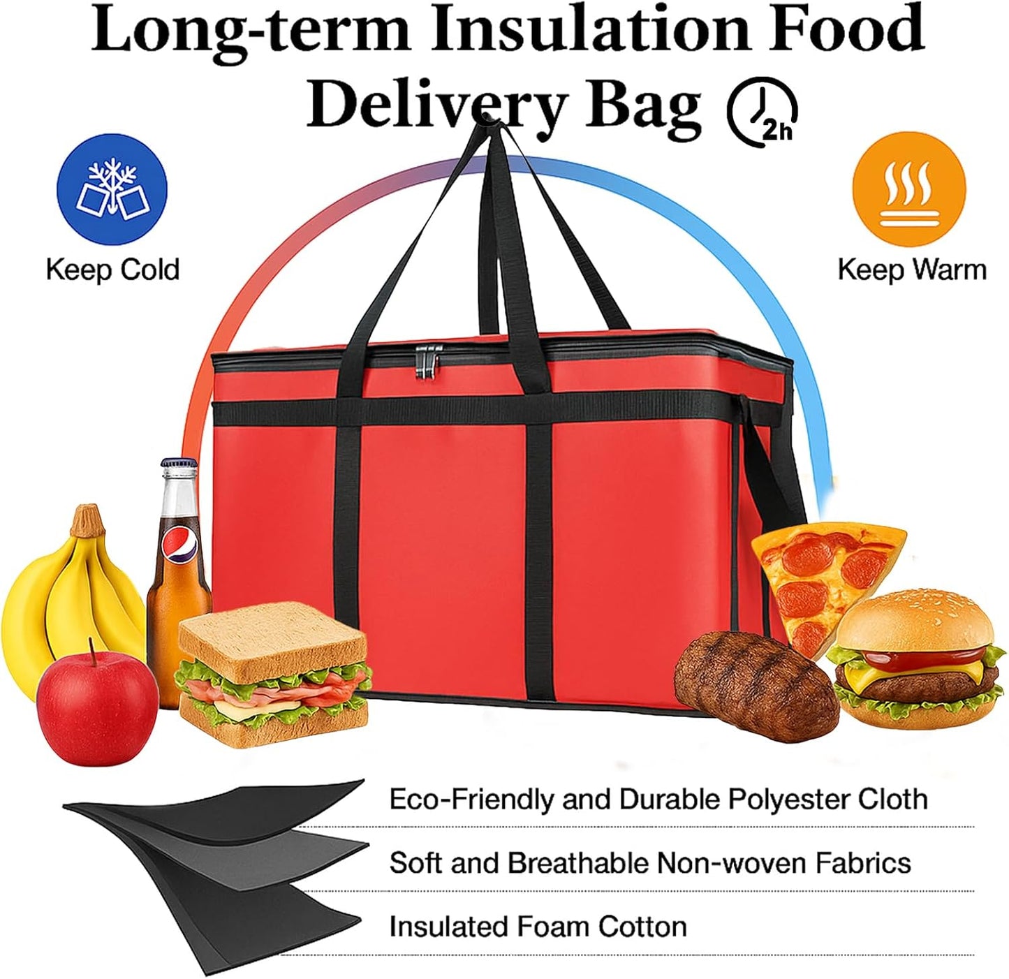 10 Bolsas Aisladas para Catering Pizza XXXL Transporte