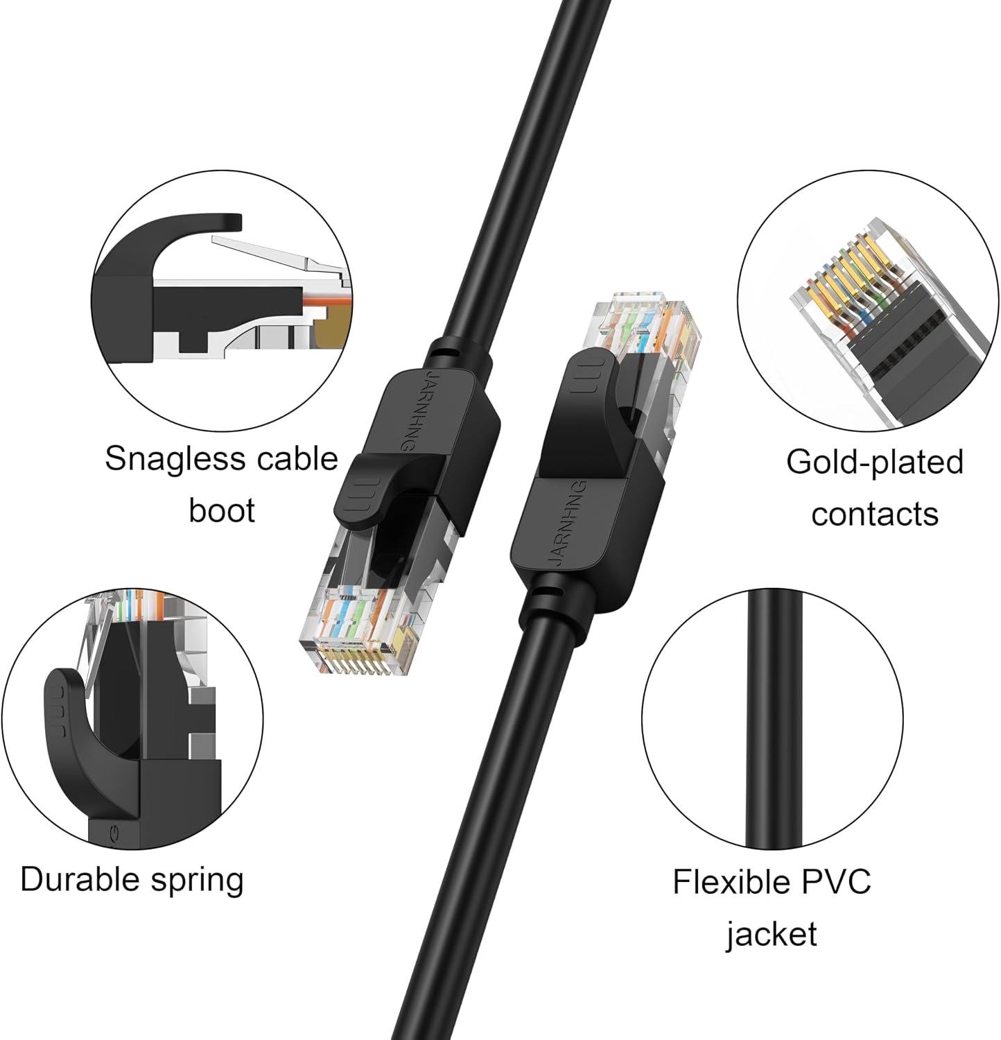 Cable Ethernet Cat6 75ft 10Gbps RJ45 negro