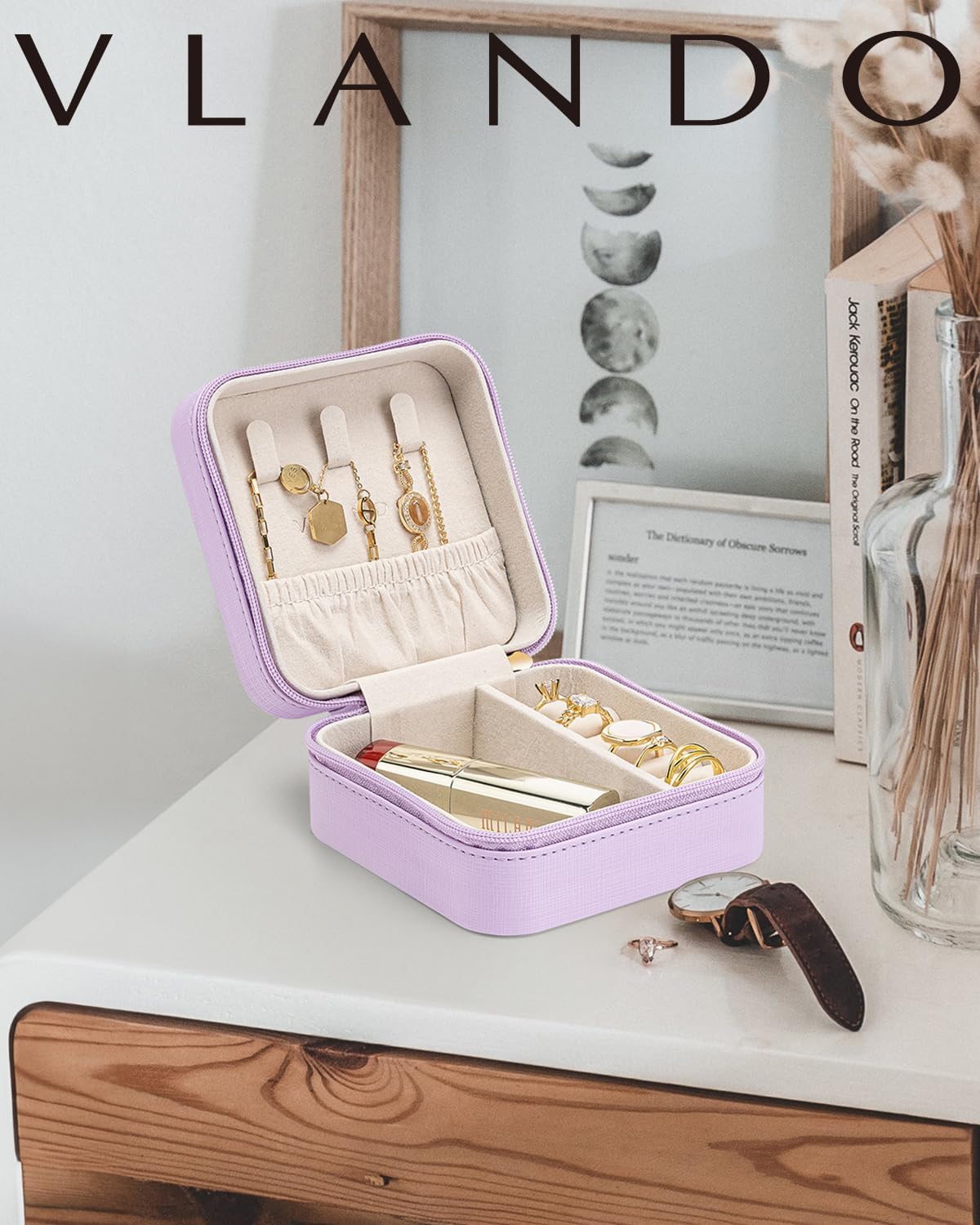 Organiz. joyería viaje estuche anillos aretes collares