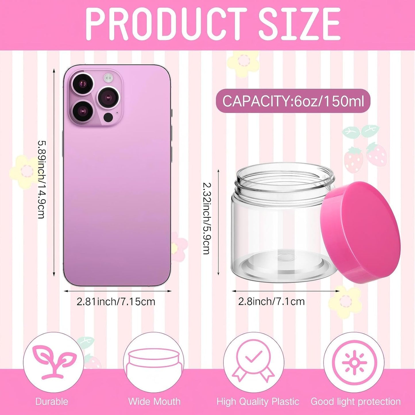 24 Frascos Plástico Transparente con Tapas para Cosméticos