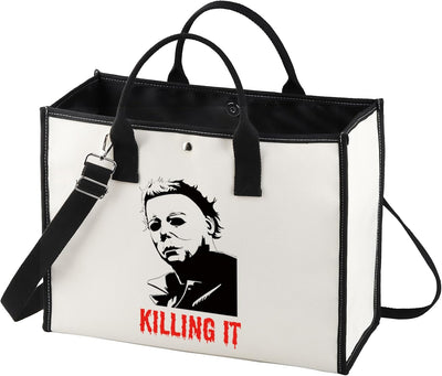 Bolso canvas reutiliz. mujer fan horror movie