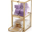 Soporte Qtip vidrio dorado con tapa 2 compartimentos