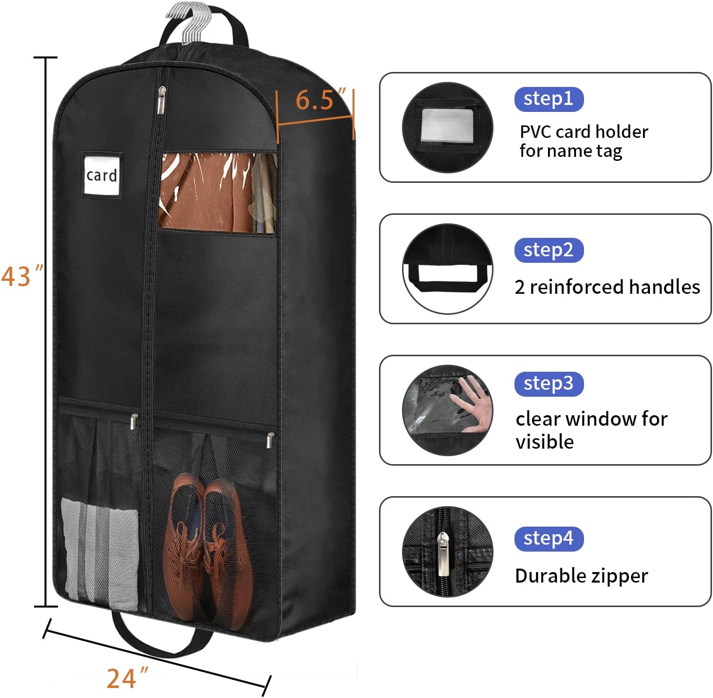 Bolsa ropa resistente uso pesado 43" con fuelle 6.5"