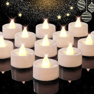 Set 24 Velas LED Sin Llama Mini Parpadeantes Blancas Calientes