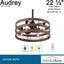 Ventilador techo Audrey 22.5pulg luz LED carbón koa