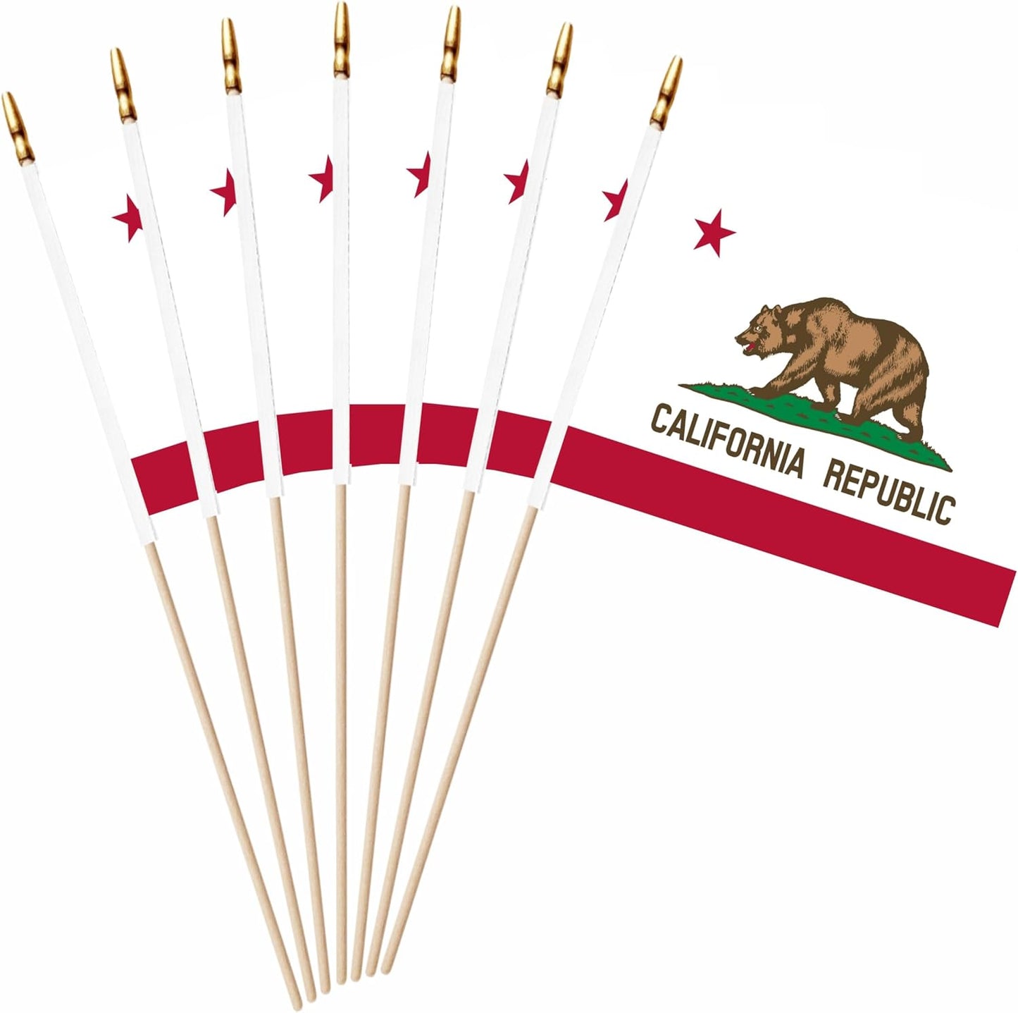 20 Banderas Mini California 5x8" Poliéster Durable