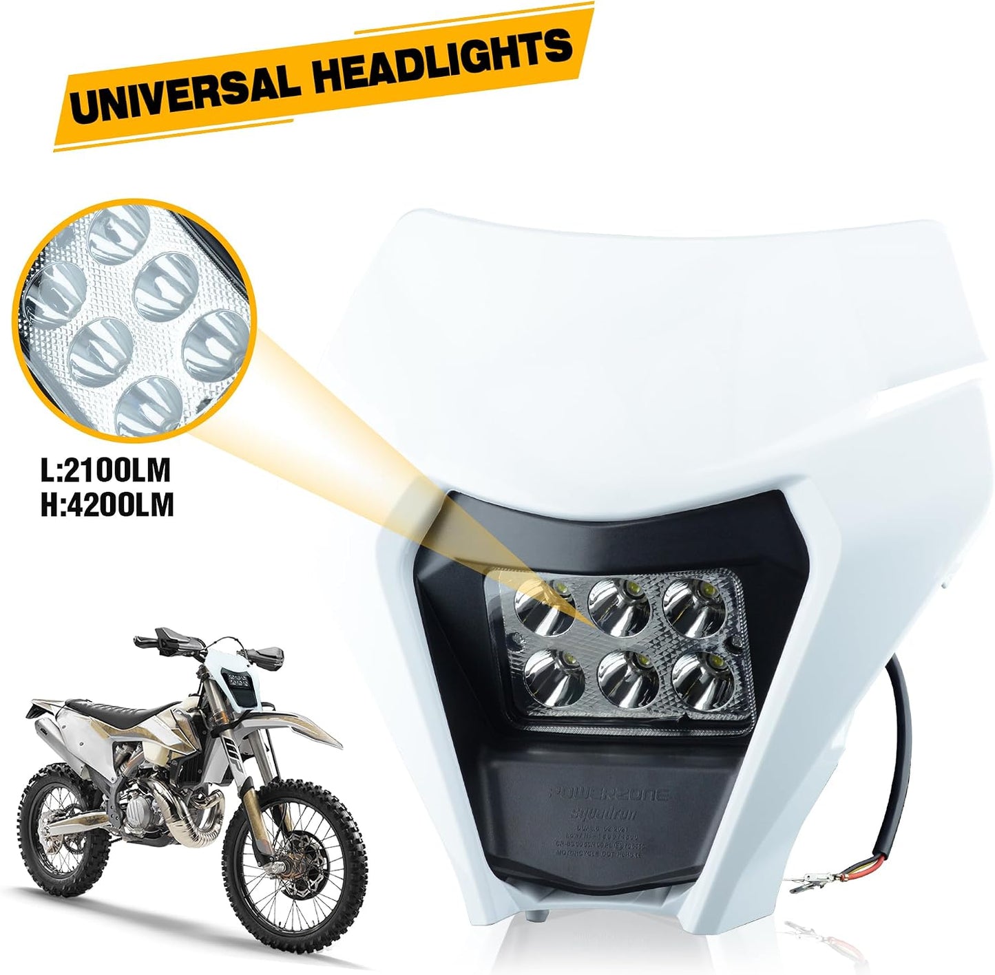 Faro LED motocross universal delantero color blanco