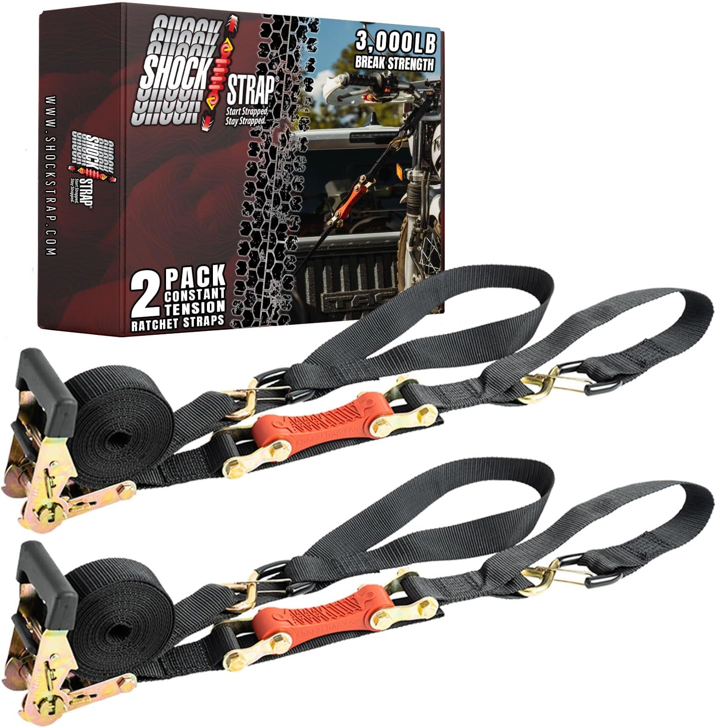 Correa trinquete 15x1.5pulg resistente 1000lb WLL pack 2