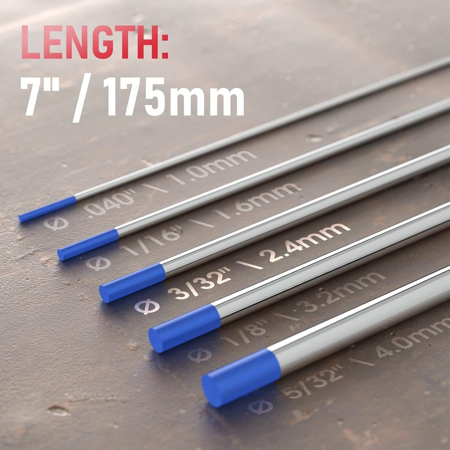 Electrodo TIG tungsteno lantanado 2% 3/32x7" pack 10