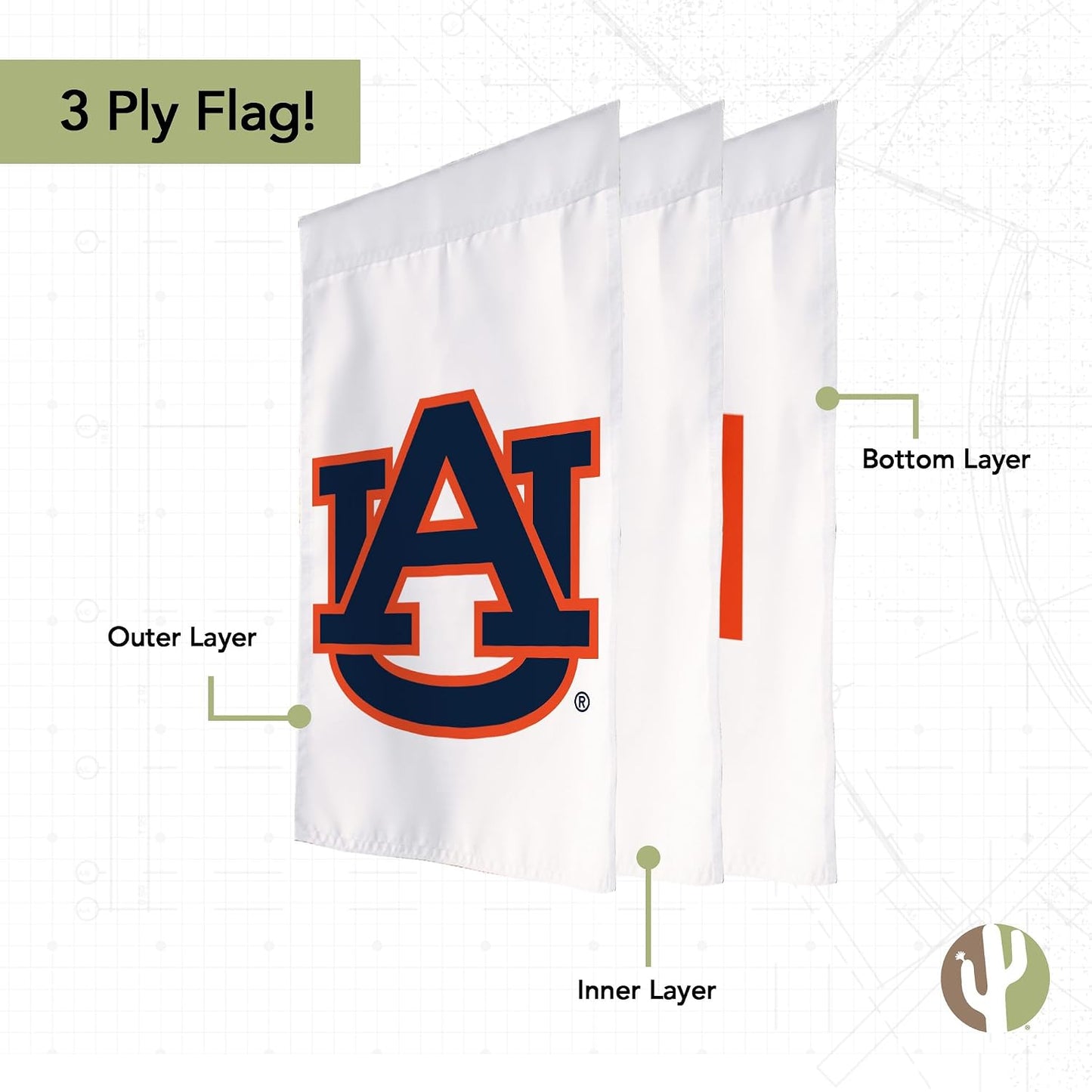 Bandera jardín Auburn Tigers War Eagle 100% poliéster