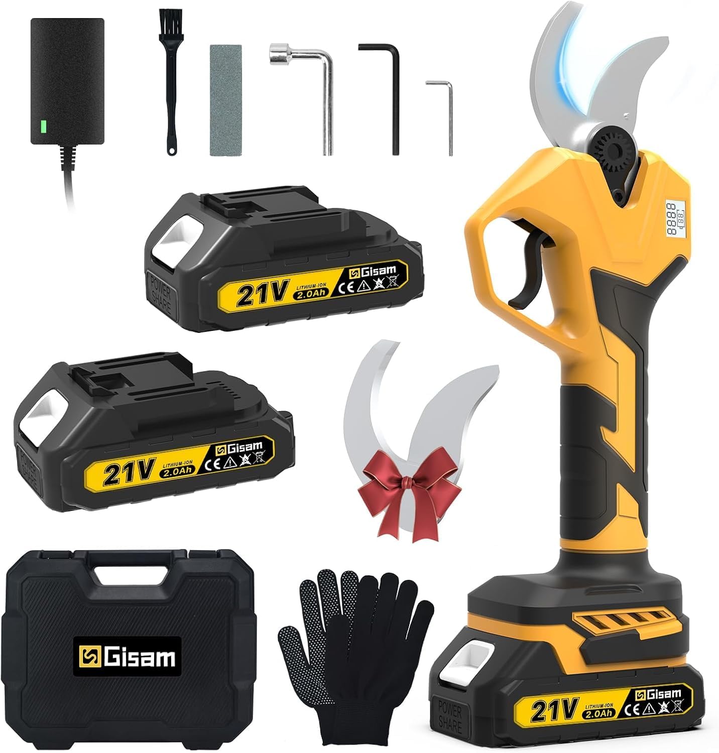 Tijeras podar eléctricas batería 2.4 LCD 2x2000mAh