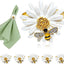6 Servilleteros Margaritas Girasoles Flor Abeja Blanca Rústica