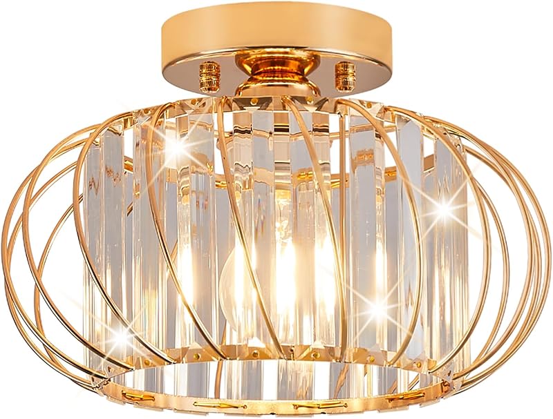 Lámpara techo cristal jaula metal estilo granja