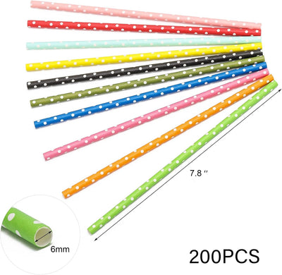 200 Pajitas Papel Biodegradables Multicolor para Fiesta Navidad