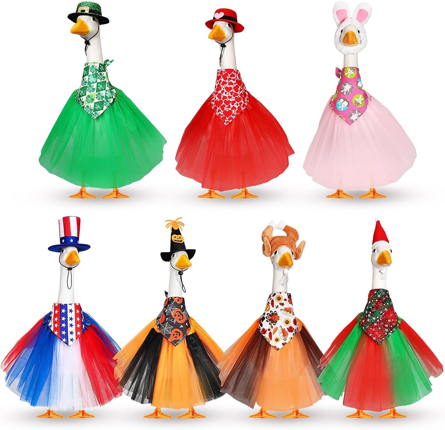 7 Trajes Ganso 23/17pulg para San Valentín Pascua 4Julio