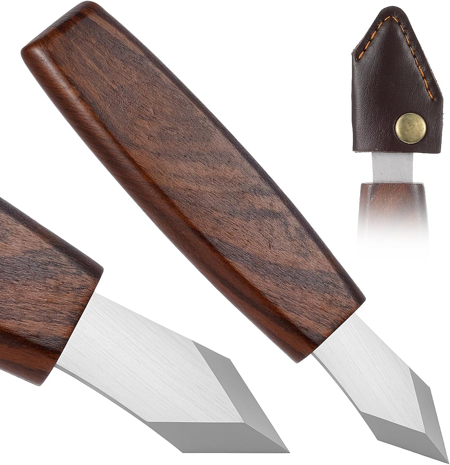 Cuchillo marcador doble bisel hoja afilada mango madera