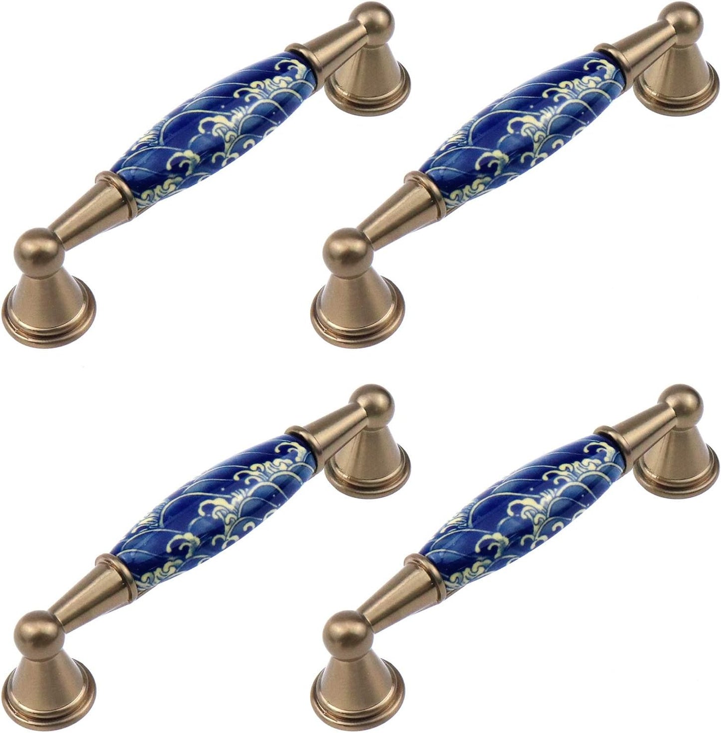 Tiradores cerámica estilo chino pomos bronce pack 4