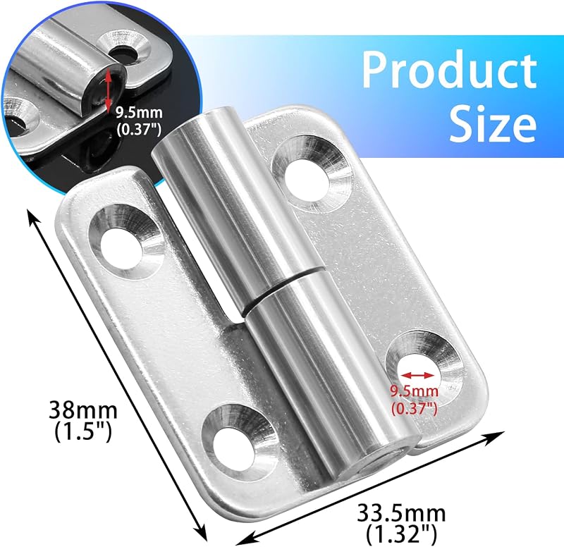 2 Pzas Bisagras Acero Inox 1.5pulg Deslizantes
