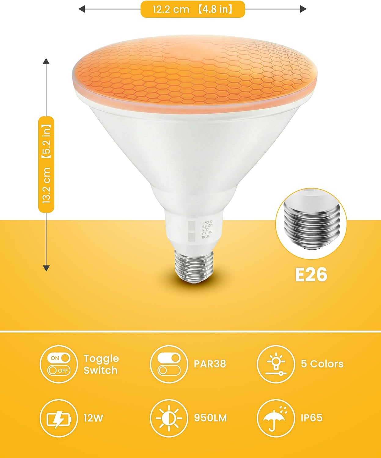 4 Bombillas LED PAR38 E26 12W No Regulables