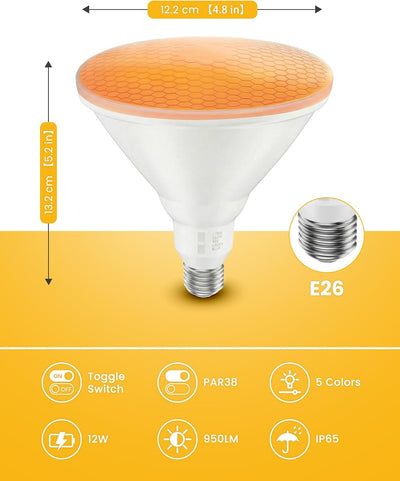 4 Bombillas LED PAR38 E26 12W No Regulables