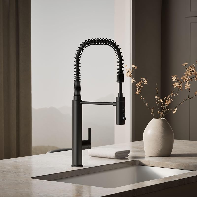 Grifo cocina rociador 3 funciones negro mate