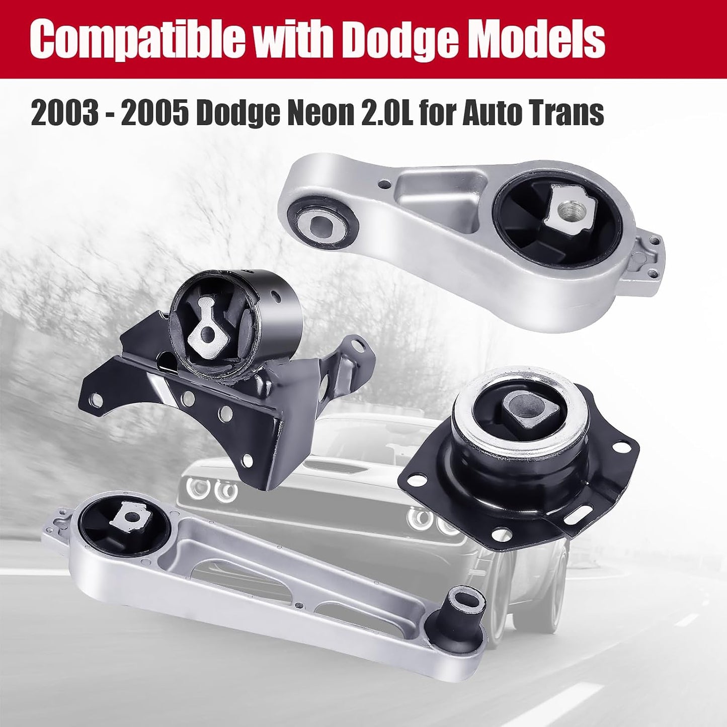Set 4 soportes motor transmisión Dodge Neon L4 2.0L 03-05