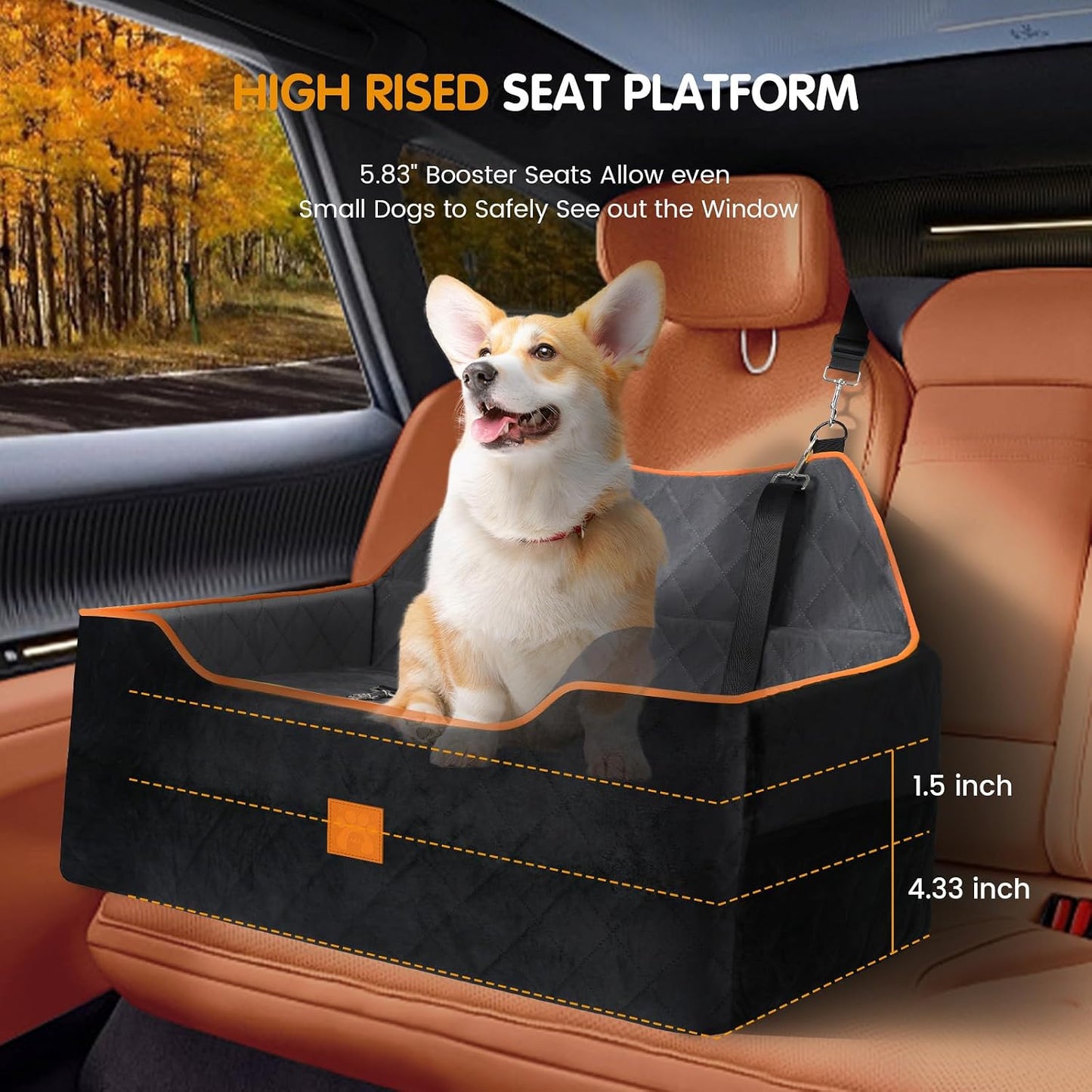 Asiento auto perro 2 cojines espuma viscoelástica