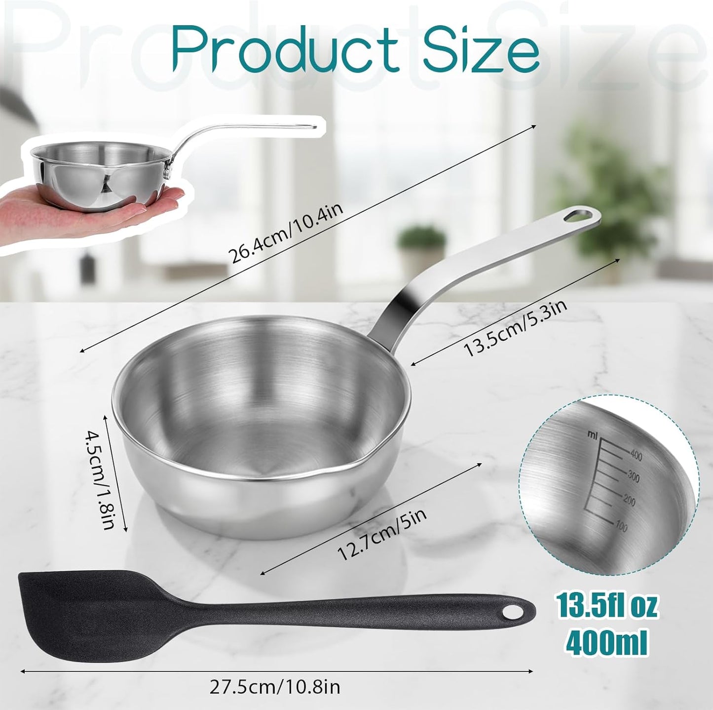 Sartén Mini Acero Inox 5.1pulg Con Raspador 10.9pulg