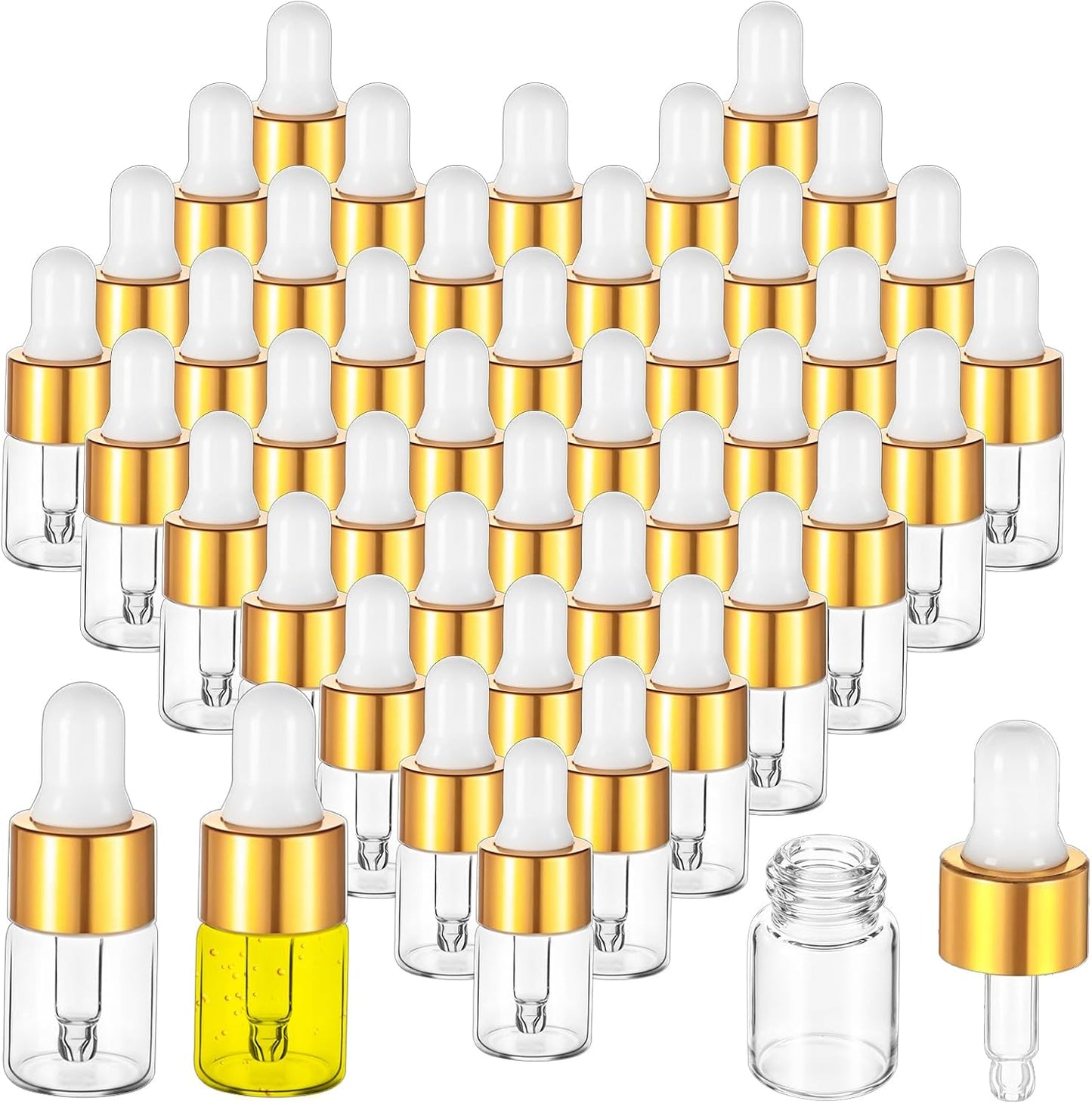 100 Botellas Vidrio Cuentagotas 0.1oz Transparente para Viajar