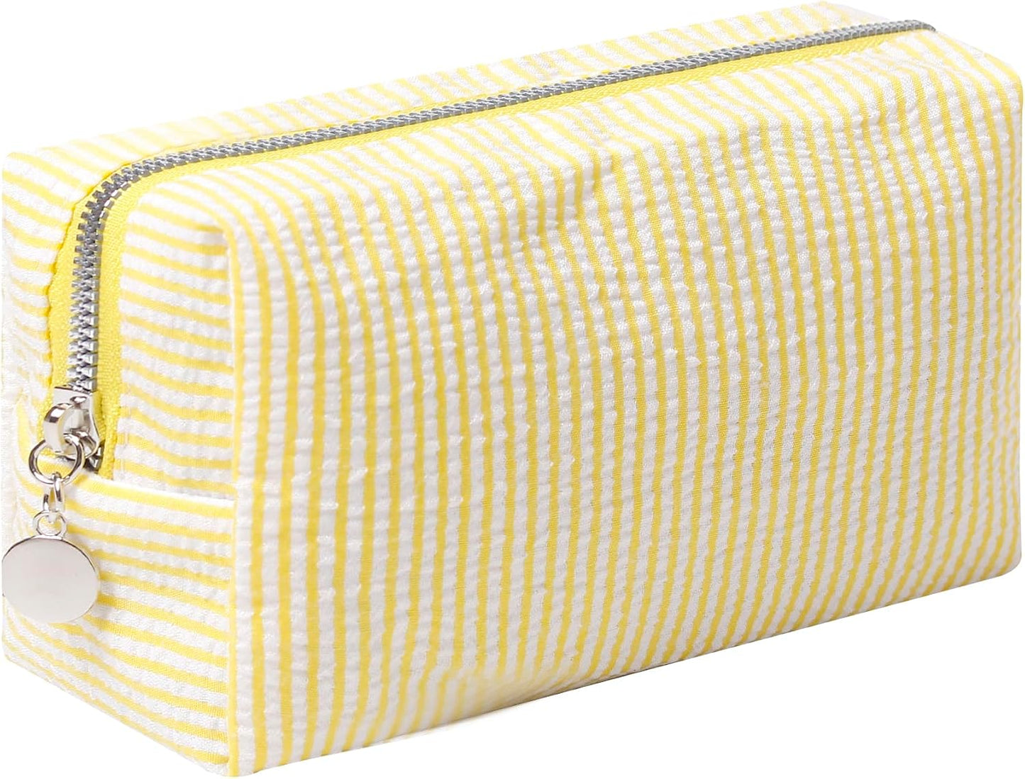 Bolsa maquillaje viaje lona con cremallera amarillo