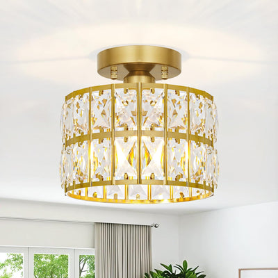 Candelabro techo moderno dorado cepillado 9pulg 1 luz