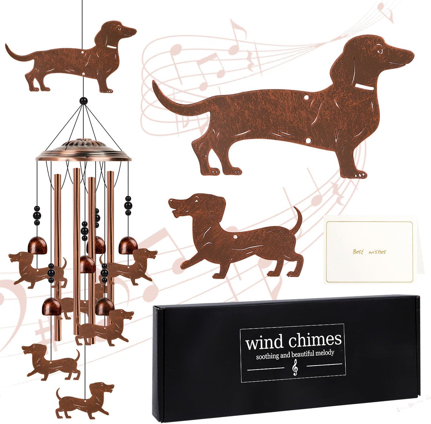 Campanillas viento dachshund decoración exterior jardín