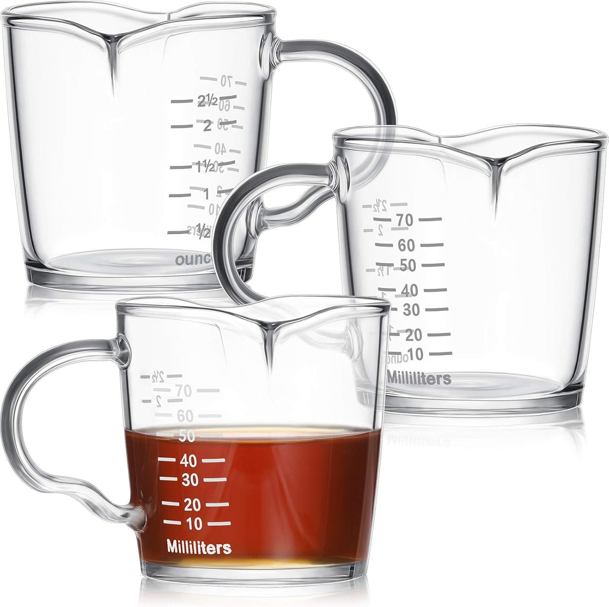 3 Pzas Vasos Espresso Taza 3oz Jarra Barista con Mango