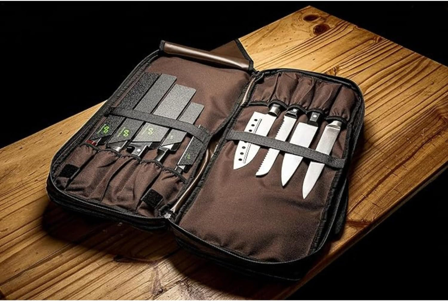 Bolsa cuchillos chef con compartimento cremallera duradera