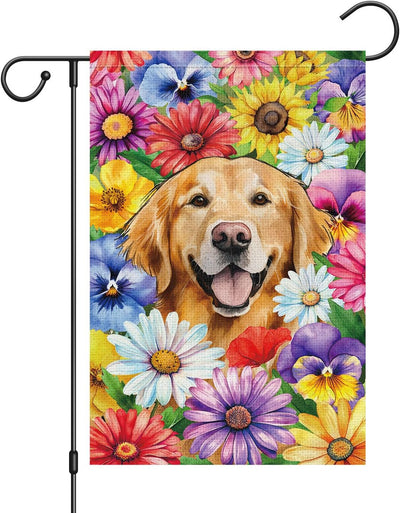 Bandera jardín perro golden retriever 12x18pulg arpillera