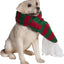Labrador Retriever amarillo con bufanda roja y verde Navidad