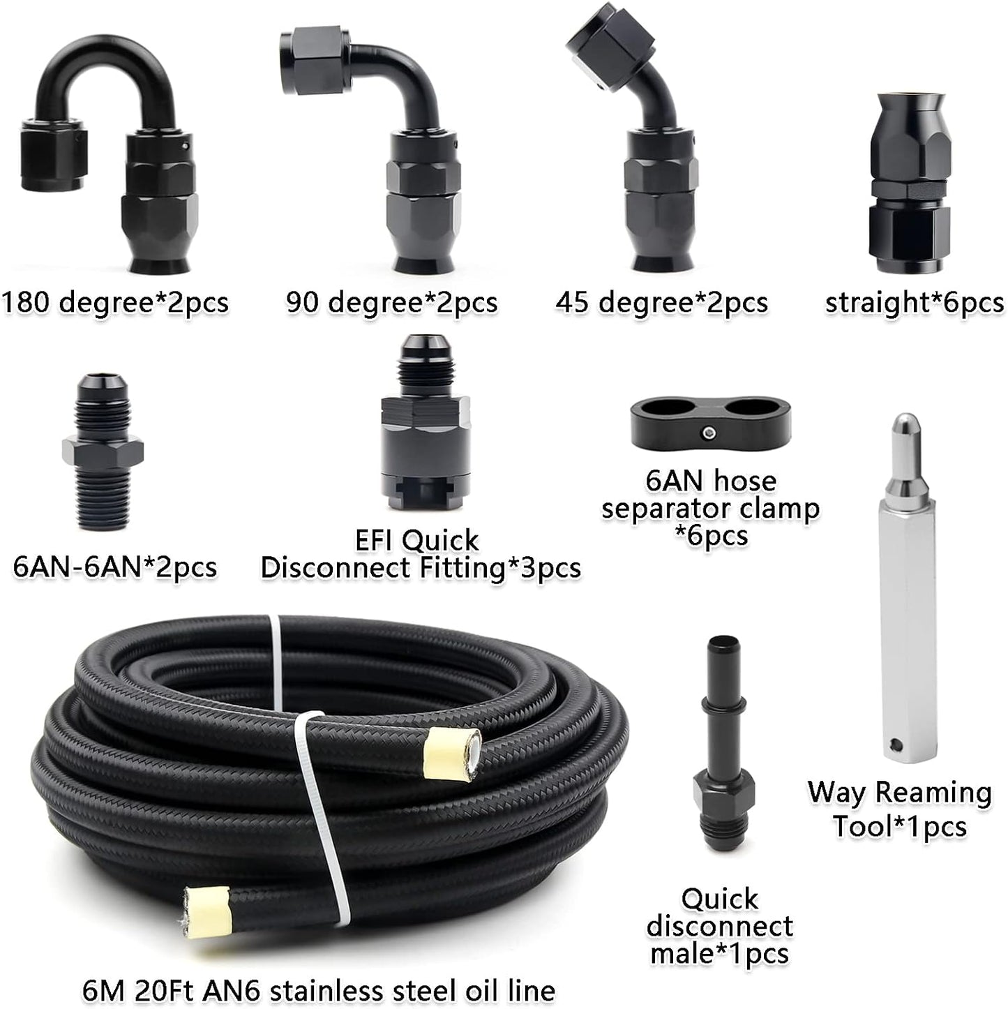 Kit manguera PTFE 5/16pulg trenzado nylon 20pies