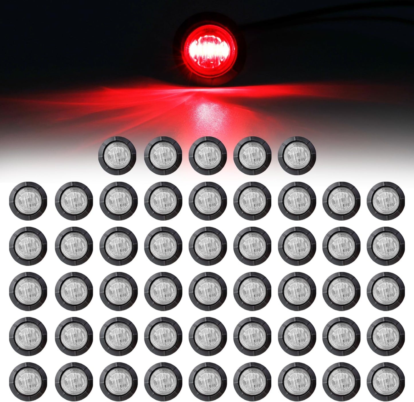 50 Luces LED Mini Bala 3/4" Rojas 12V CC Universal