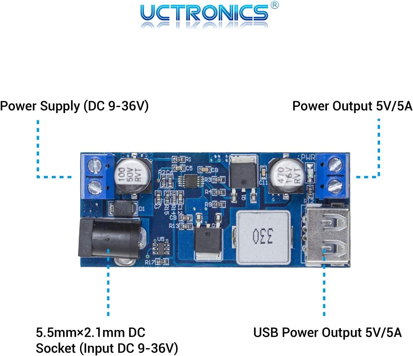 Módulo convertidor Buck 9-36V a 5V 5A USB dual