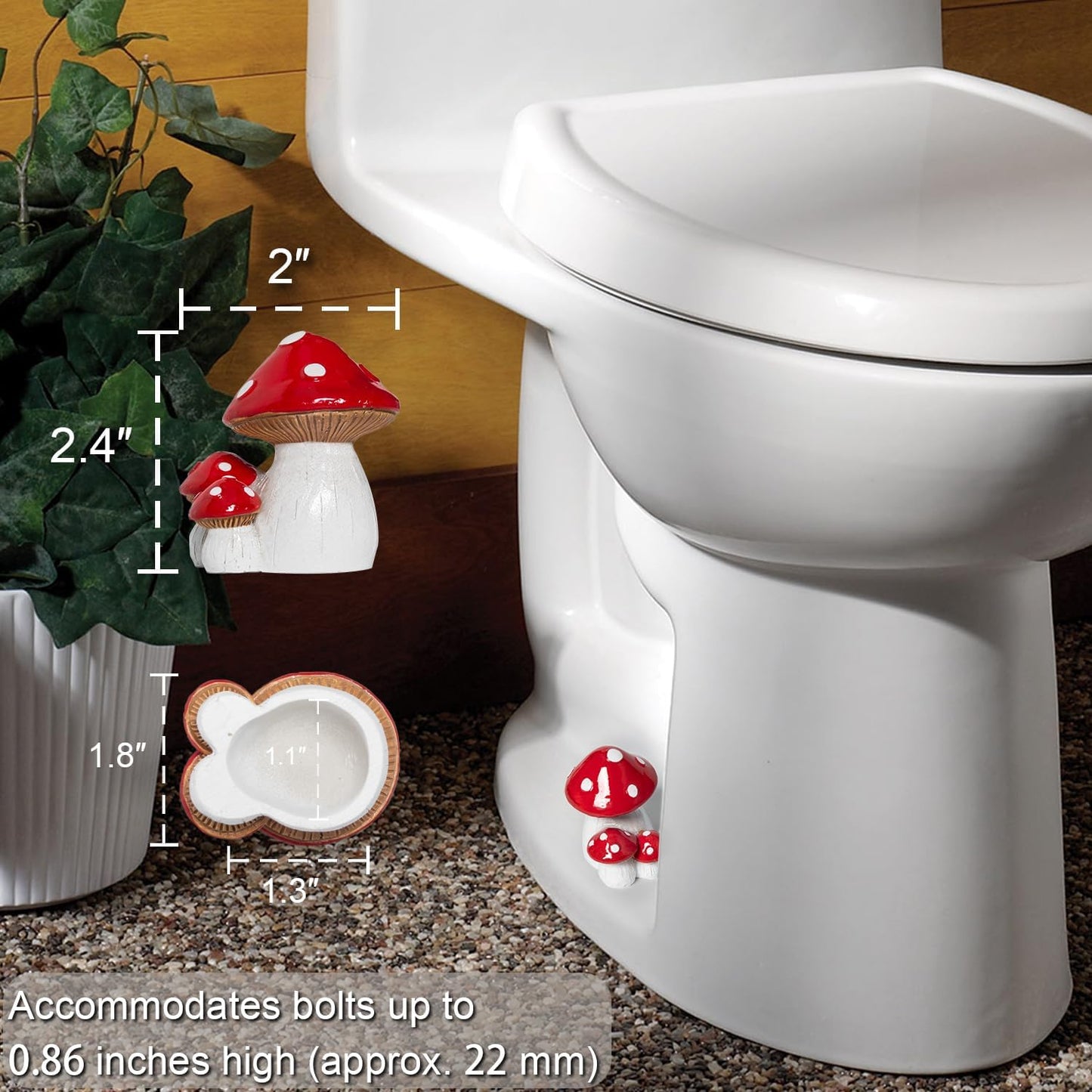 Tapas decorativas para inodoro forma hongo rojas