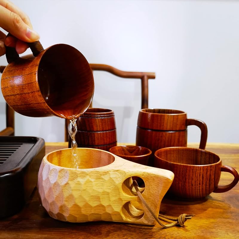 Taza madera campamento con mosquetón 6oz concha tortuga