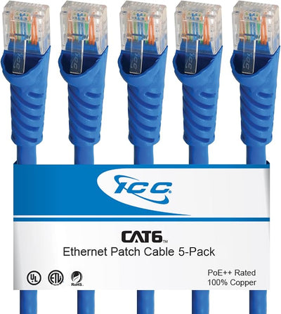 Cable Ethernet CAT6 10pies 5uds UTP 24AWG PoE 100% cobre trenzado