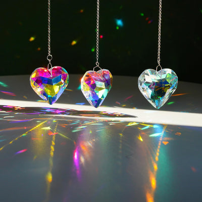 Atrapasueños cristal corazón vidrio para ventana jardín set 3