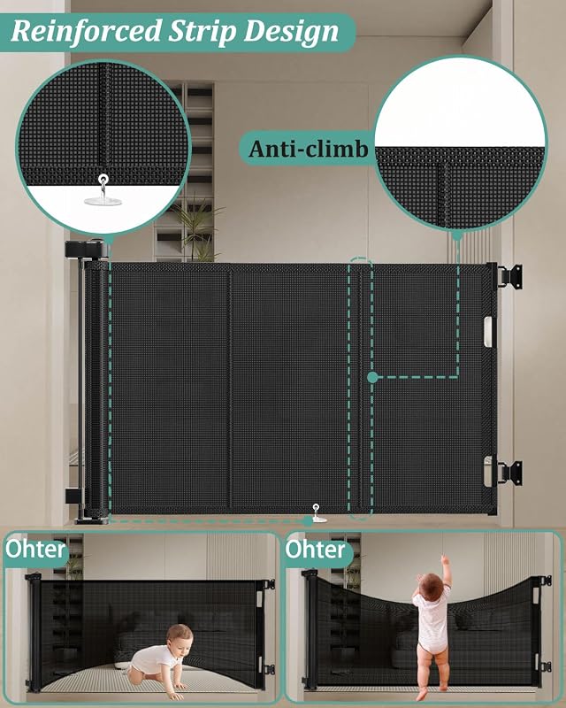 Puerta retráctil para bebé 71" con tira reforzada