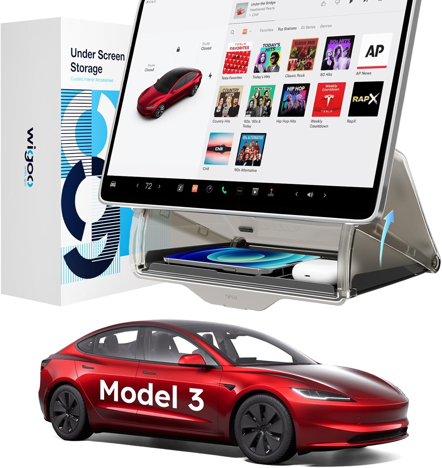 Caja almacenamiento Model 3 oculta consola central 2016~26