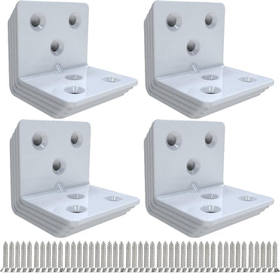 Soporte esquina acero inox blanco forma L para madera