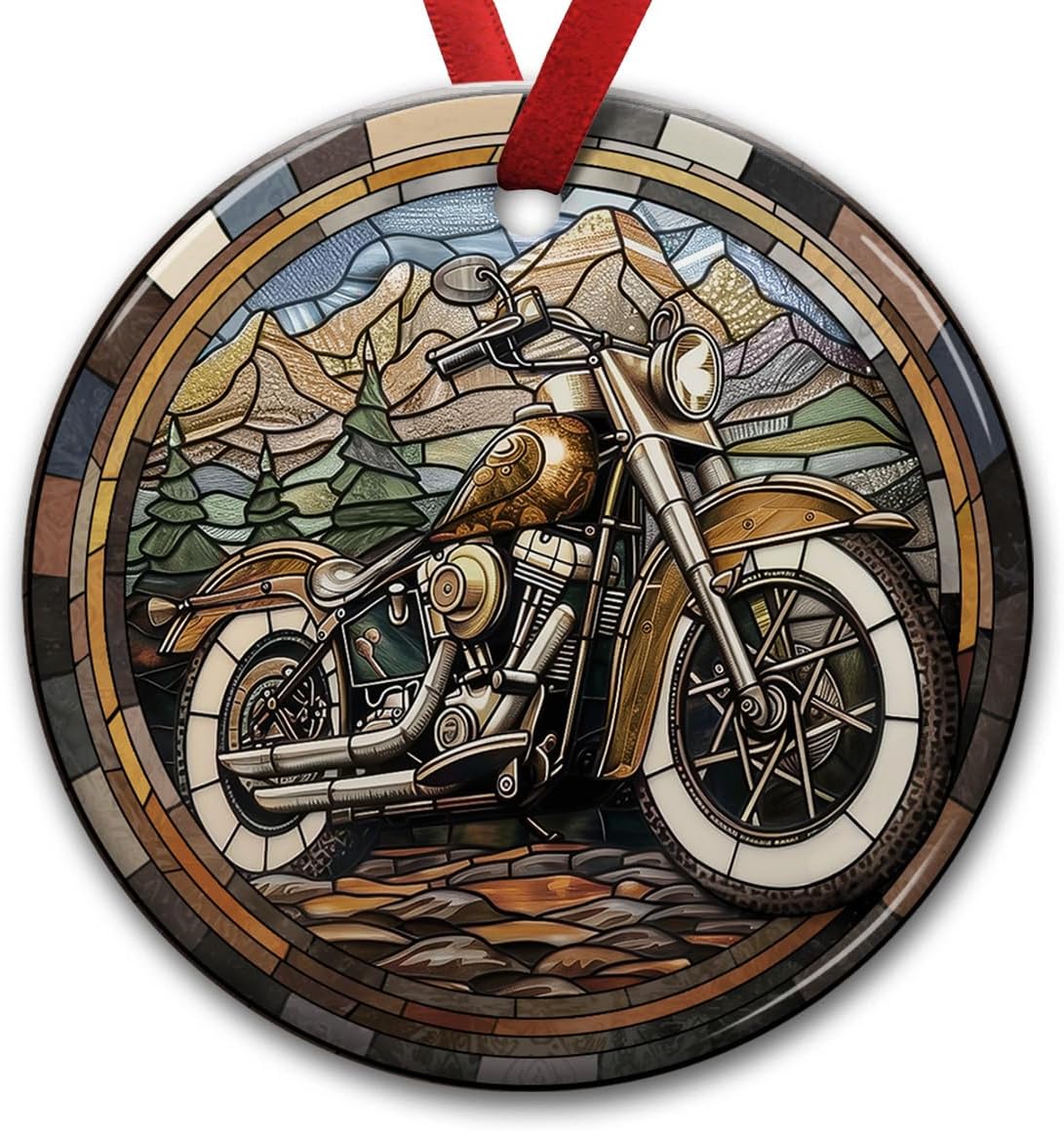 Adornos cerámica motocicleta para árbol Navidad hombres