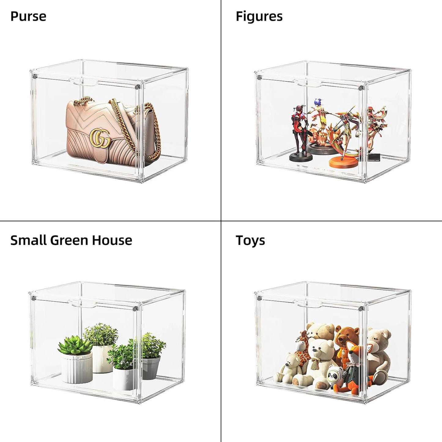 Vitrina acrílico transparente 5 cajas con tapas magnéticas