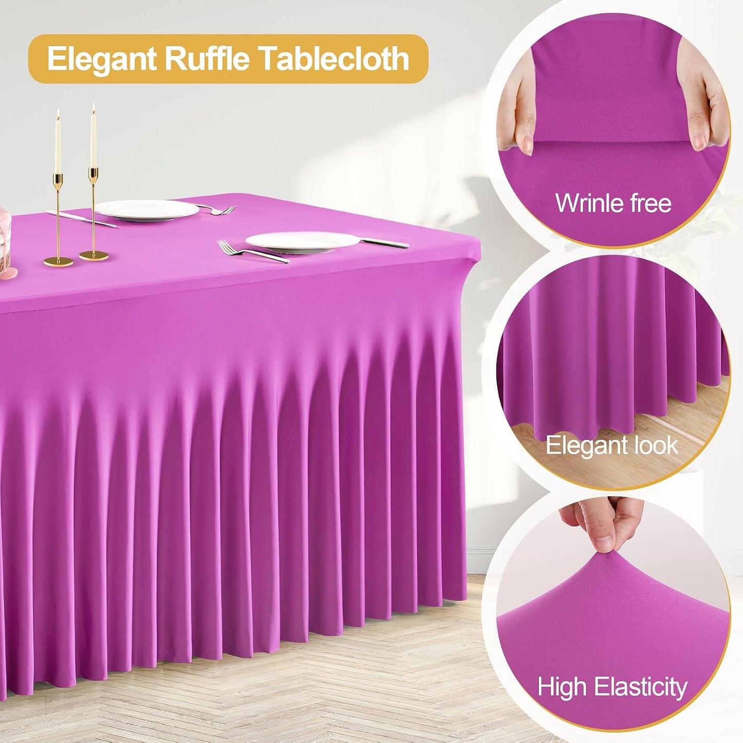 Mantel elastano fucsia para mesas 8ft plegables bodas eventos
