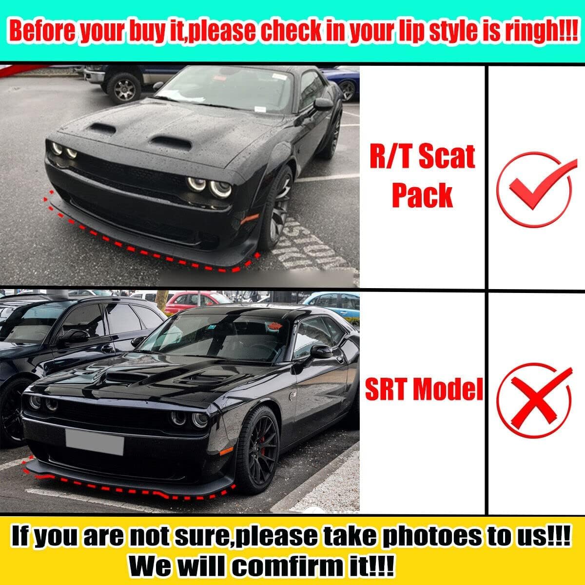 Divisor labio parachoques Dodge Scat Pack 15-23 Amarillo